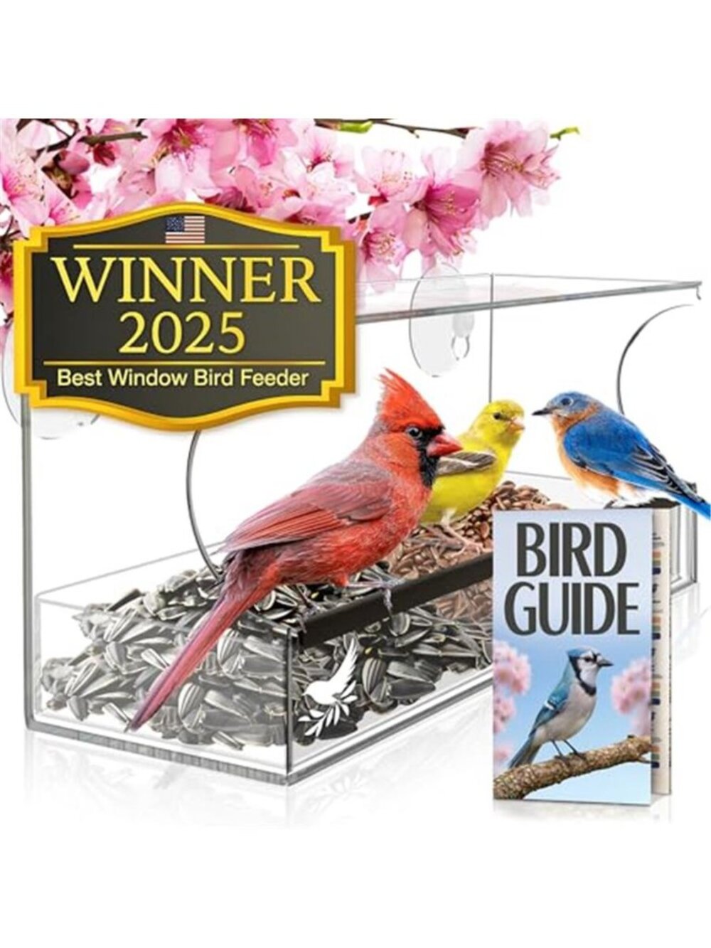 Window Bird Feeder by Nature’s Hangout - Award-Winning Clear Acrylic Bird Feeder